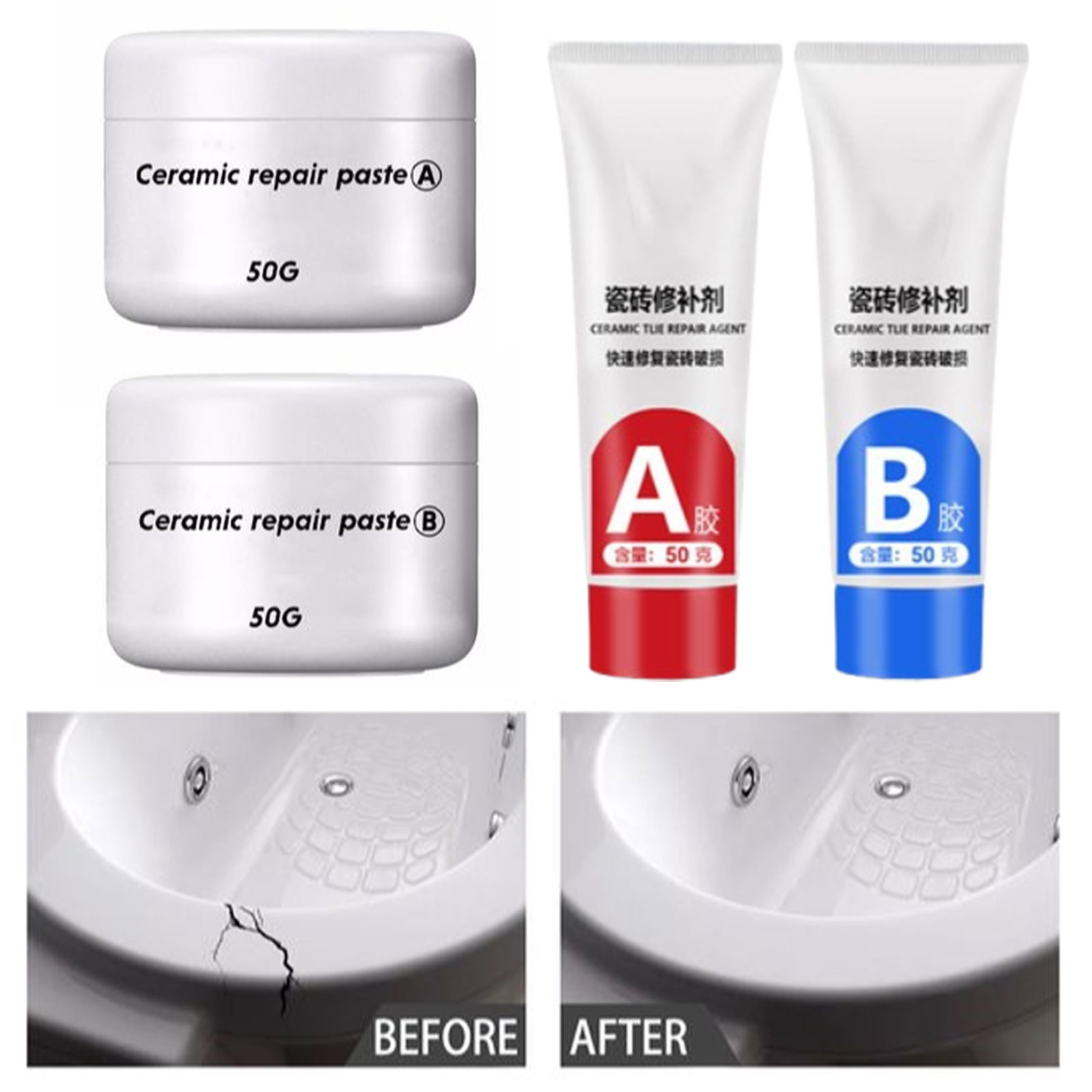 Contact Cement Glue - Adhesivo AB para reparación de azulejos